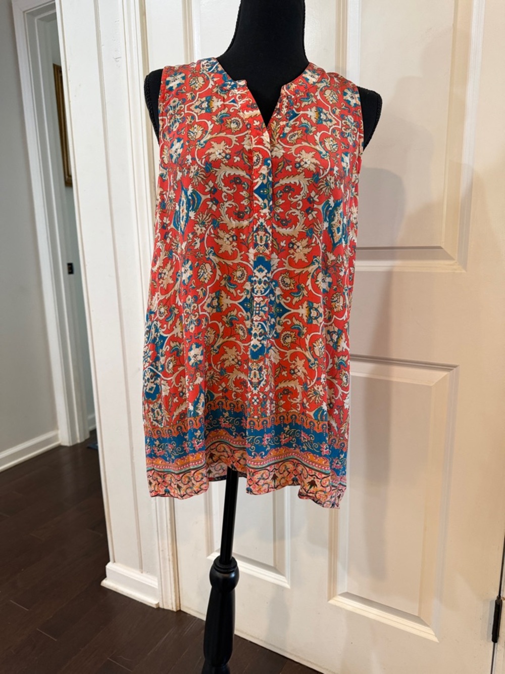 Tolani Orange Paisley Sleeveless Tunic